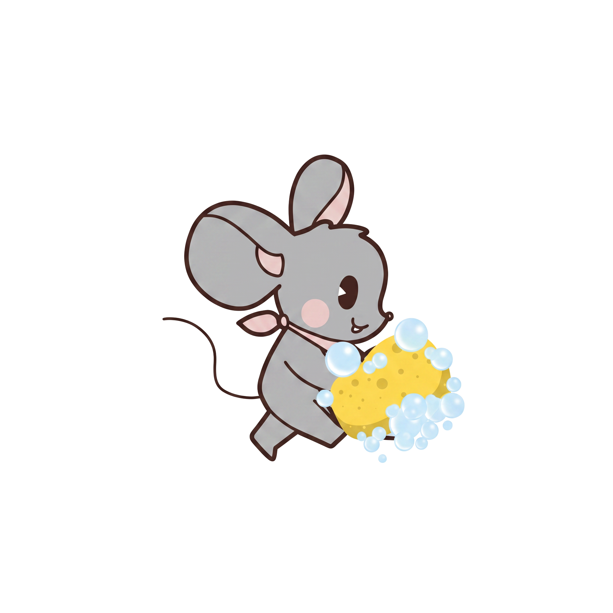 Cucamonga Cleaning Co. mouse mascot holding a sponge
