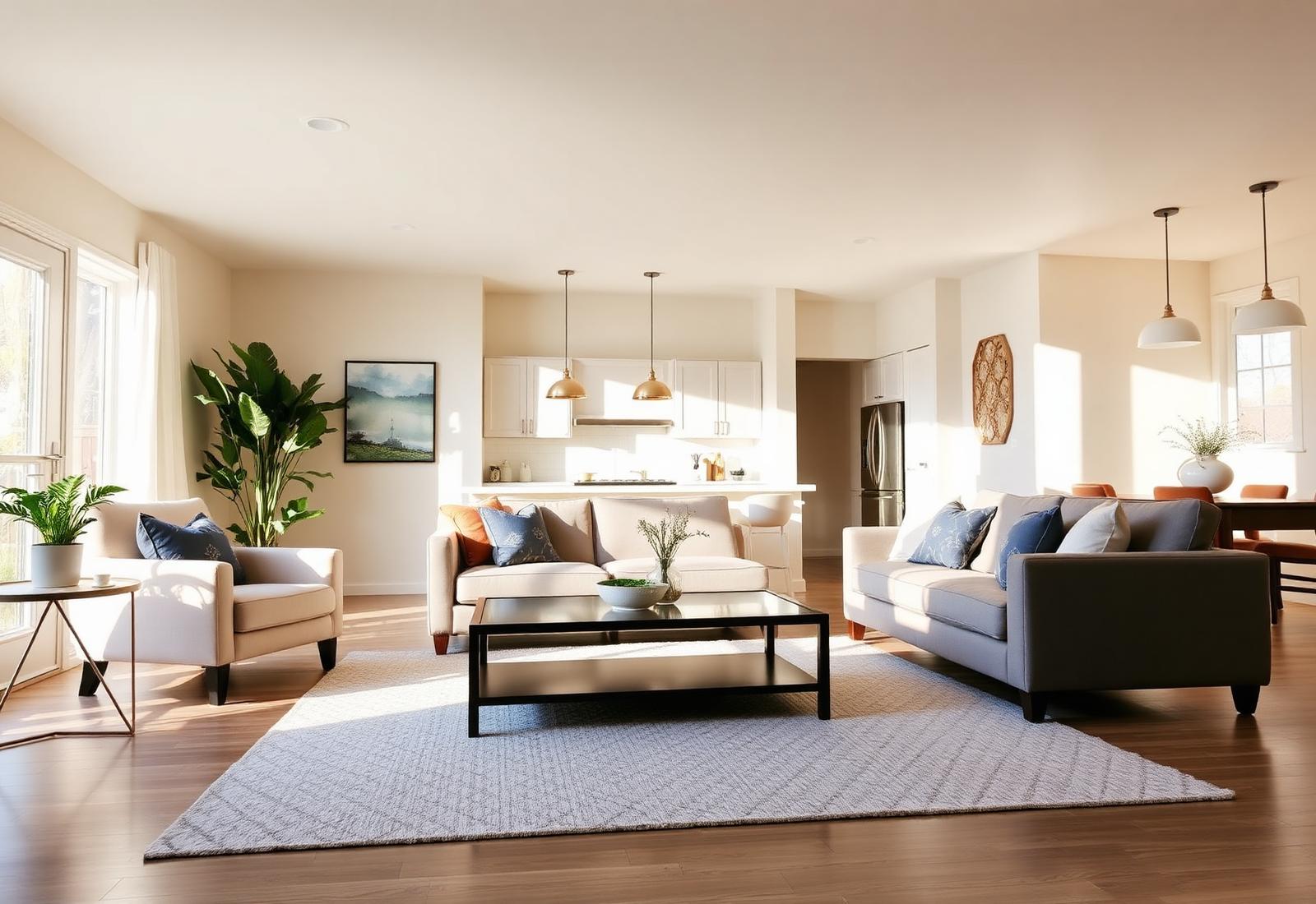 Bright, freshly cleaned living room in Rancho Cucamonga home